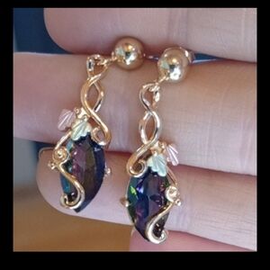 ♥️A 5 / $20 Elegant Gold and Multicolor Drop Earrings